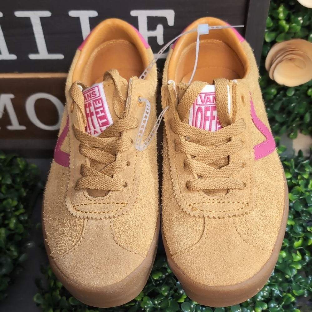Sassy Suede & Popn Pink Leather Ladies Vans - Picture 4 of 14